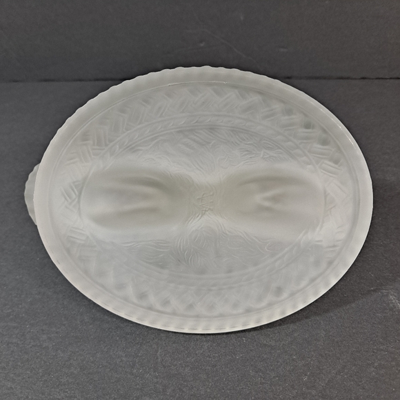 SOLD Vintage Clear Frosted Glass Dove Covered Dish Farmhouse Country Decor - Picture 6 of 13